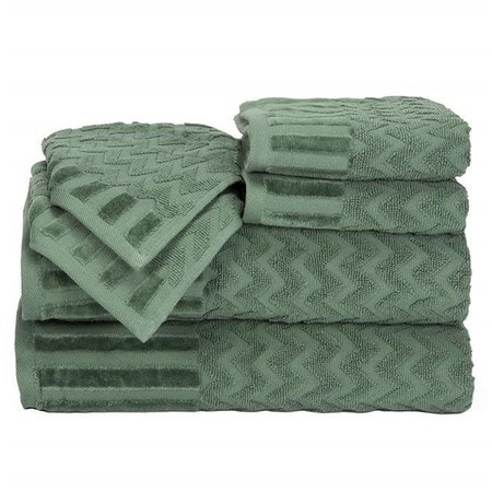 BEDFORD HOME Bedford Home 67A-27582 6 Piece Cotton Deluxe Plush Bath Towel Set - Green 67A-27582